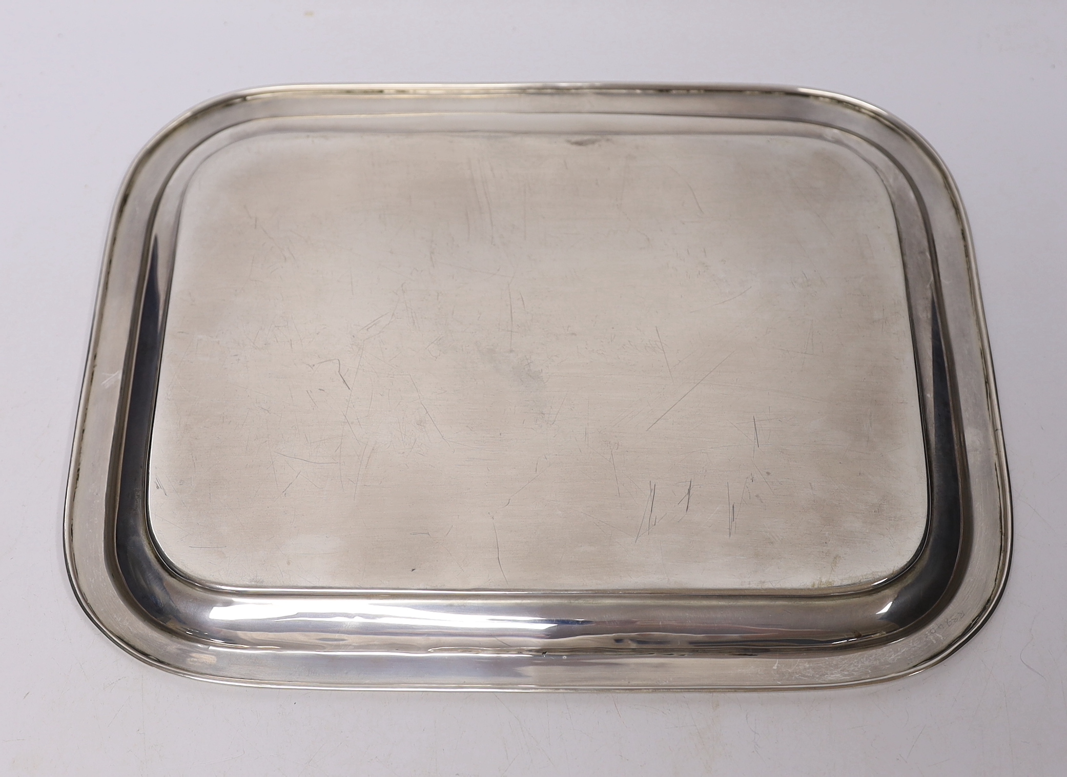 An early 20th century silver dressing table tray, Jones & Crompton, Chester, circa 1910, 30.8cm